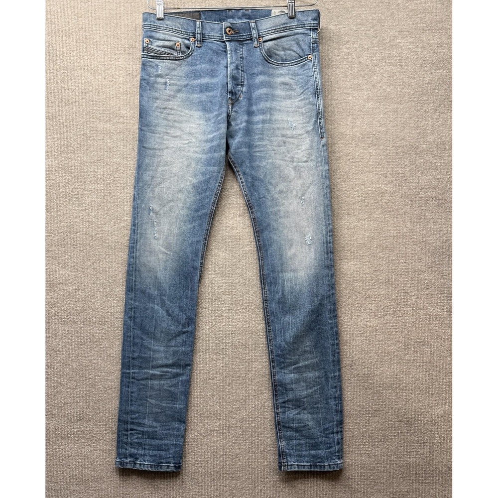 Diesel Tepphar Jeans Mens 30x32 Blue Slim Stretch Denim Distressed Button Fly‎